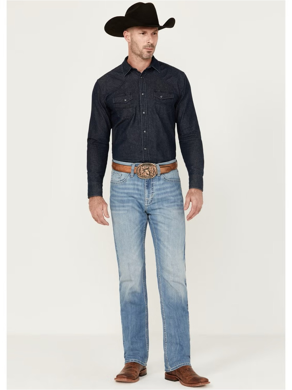 Men's Light Blue Bootcut Jeans – Classic Western Fit
